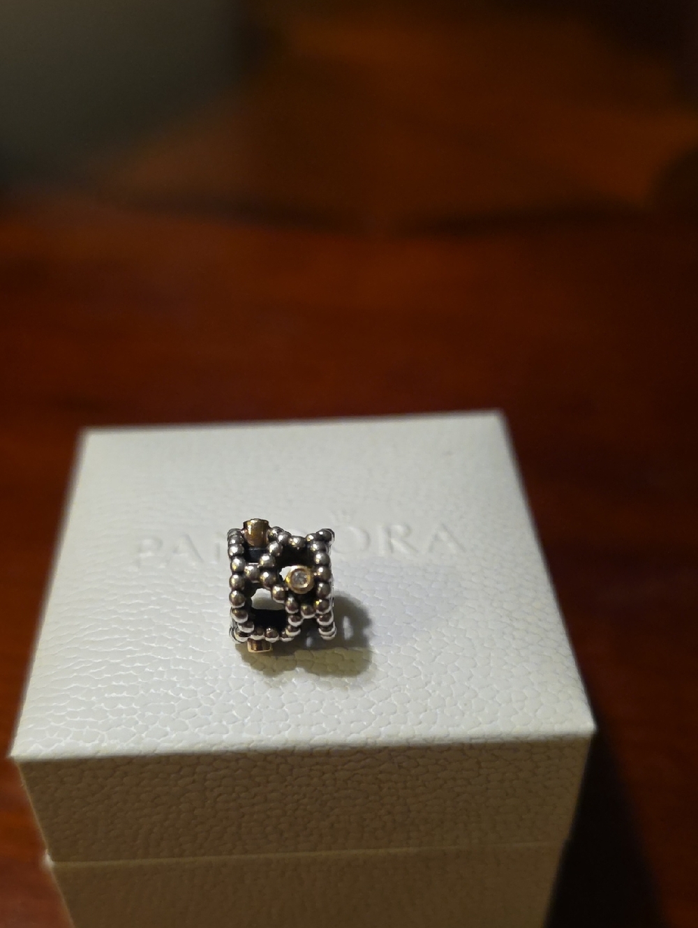 Retired PANDORA DIAMOND DELIGHT - Silver  14K Gold Settings With Real Diamonds